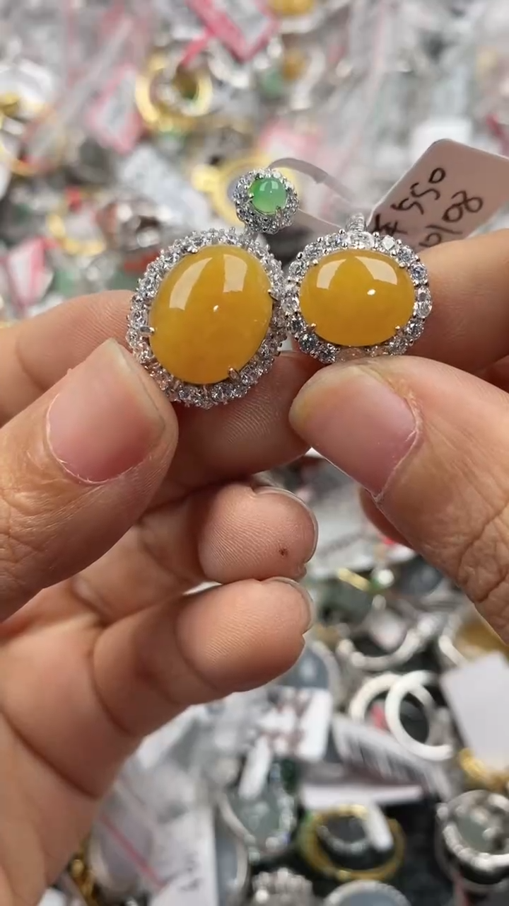 银S925镶嵌戒指翡翠444             5