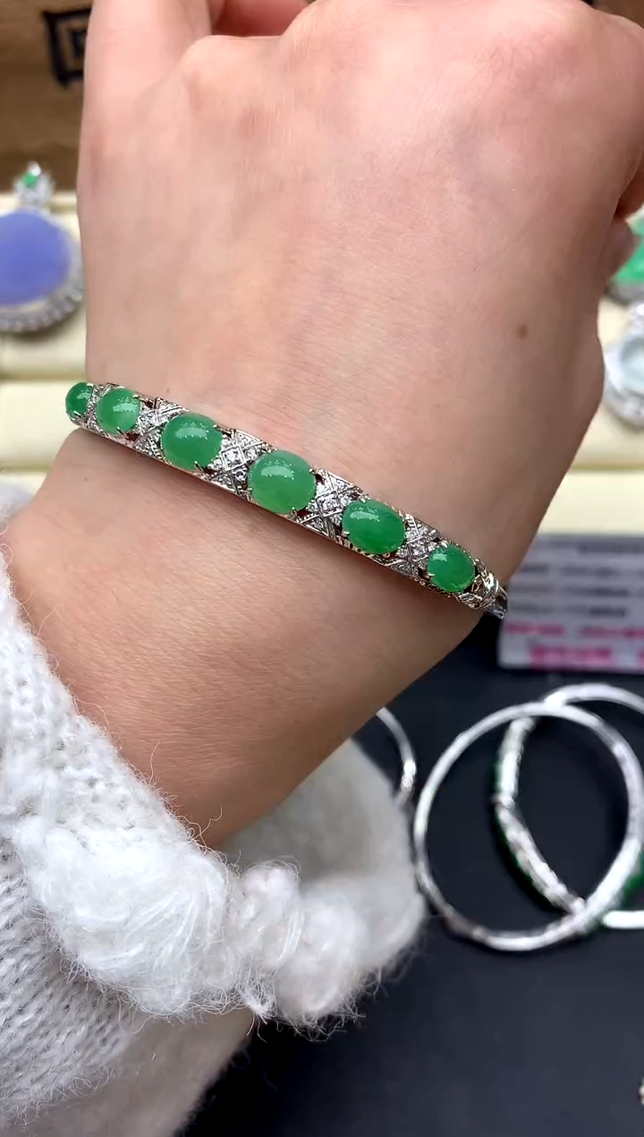 【闪购商品】翡翠手镯18K金镶嵌528-中国好珍宝