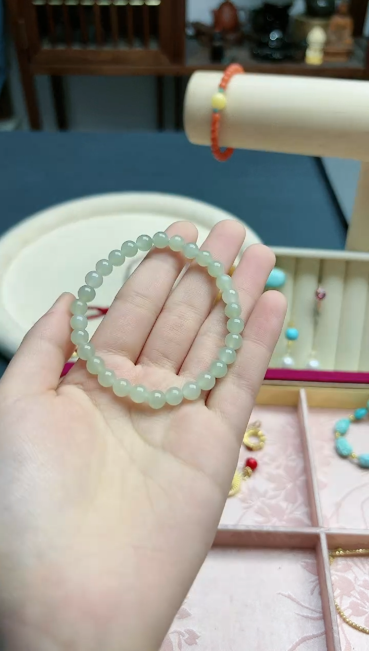【闪购商品】和田玉手串未镶嵌和田玉晴水6mm+手串*1 YR