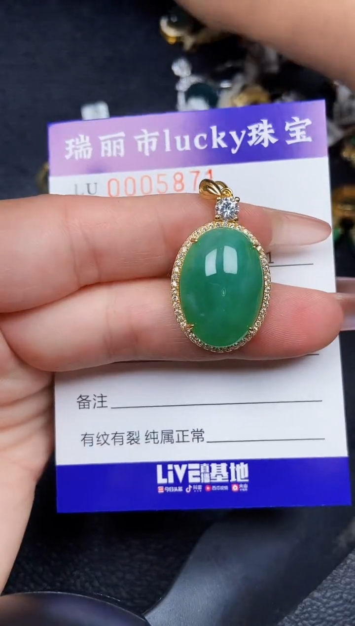 翡翠银S925镶嵌颈饰5871