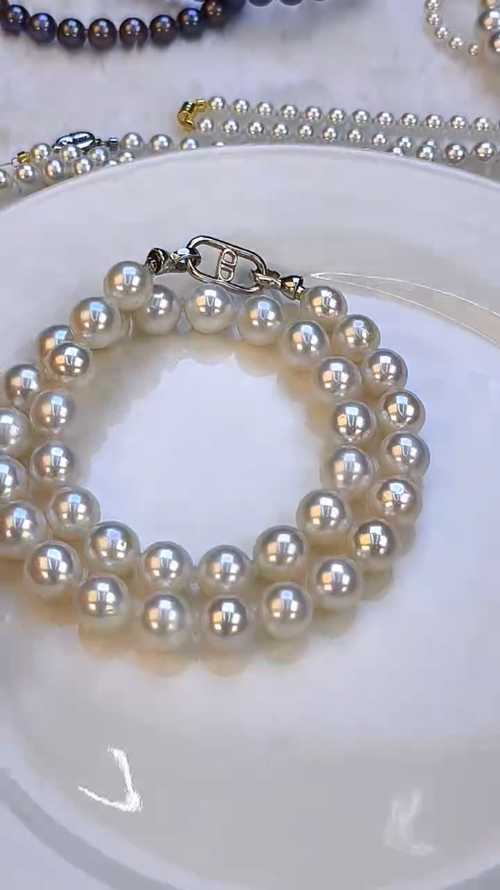 项链银S925镶嵌淡水珍珠10-11