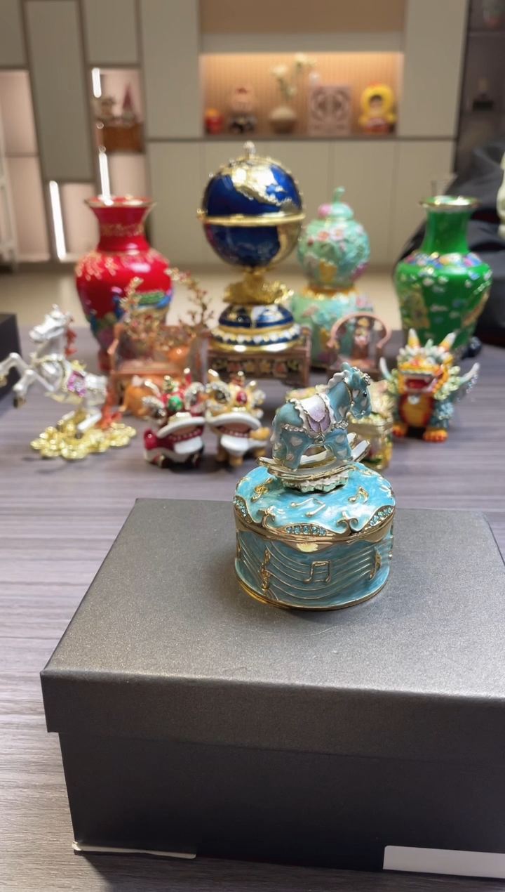 摆件七宝烧珐琅彩首饰盒