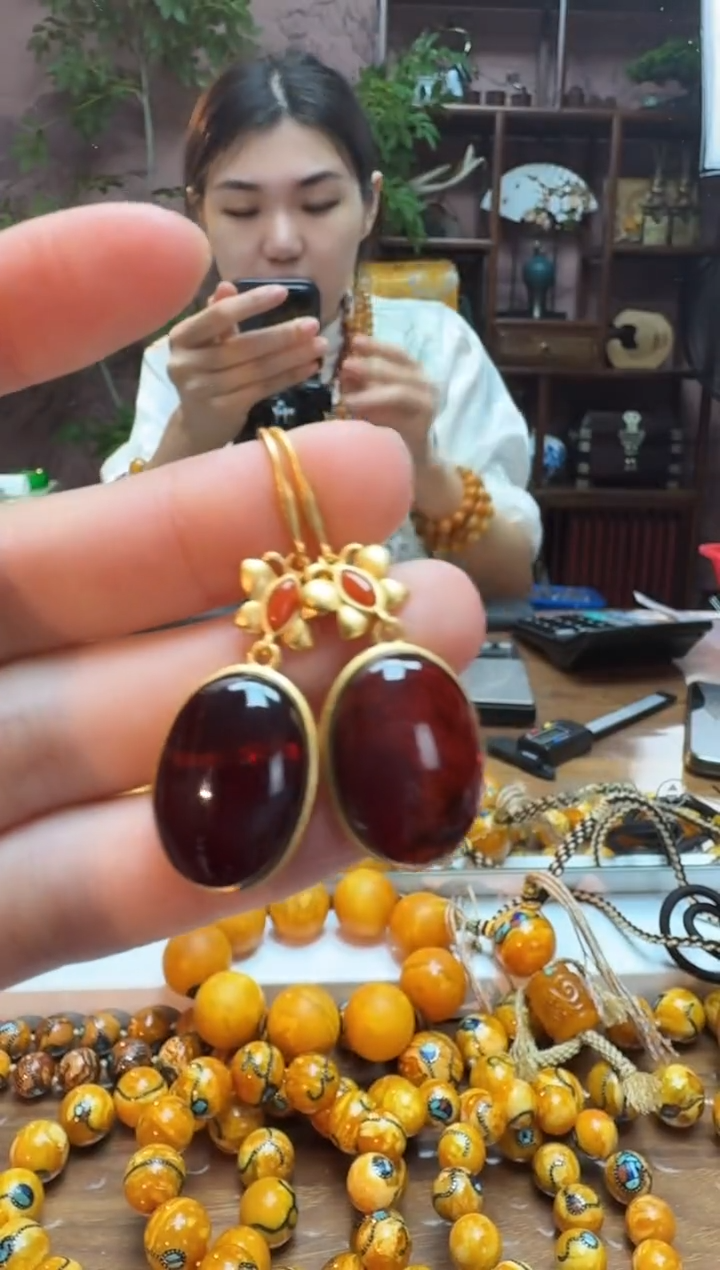 银S925镶嵌颈饰琥珀7749天然蜜蜡珠宝奇石全都保真