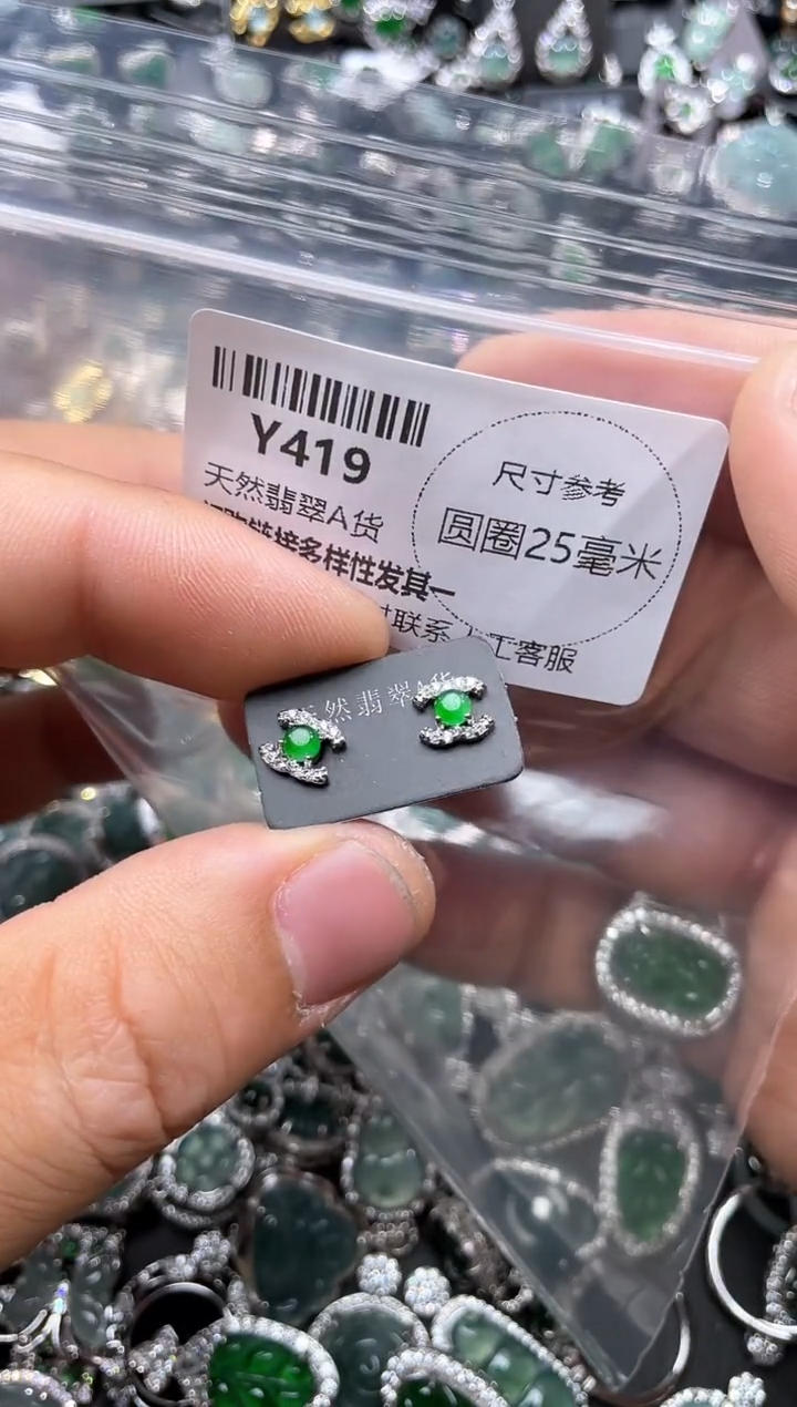 【闪购商品】翡翠颈饰未镶嵌Y419耳钉