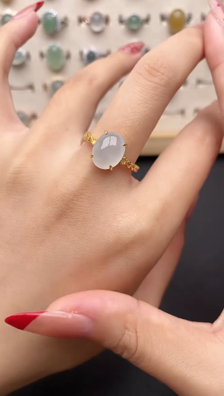 【闪购商品】翡翠戒指银S925镶嵌一物一证一礼盒