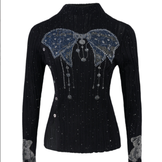 私服-TCH潮牌黑色秋冬气质修身洋气针织长袖套头款T75A09E5010