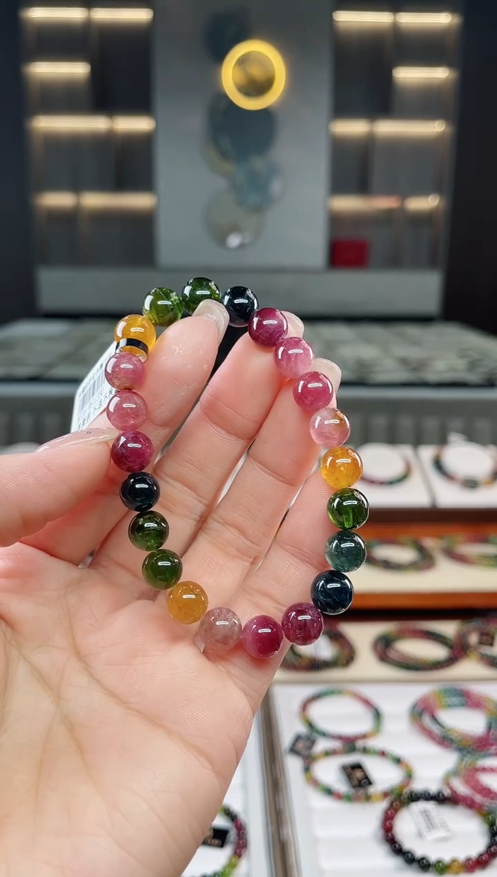 未镶嵌老矿碧玺单圈手串9mm+碧玺（多样性发一条）T