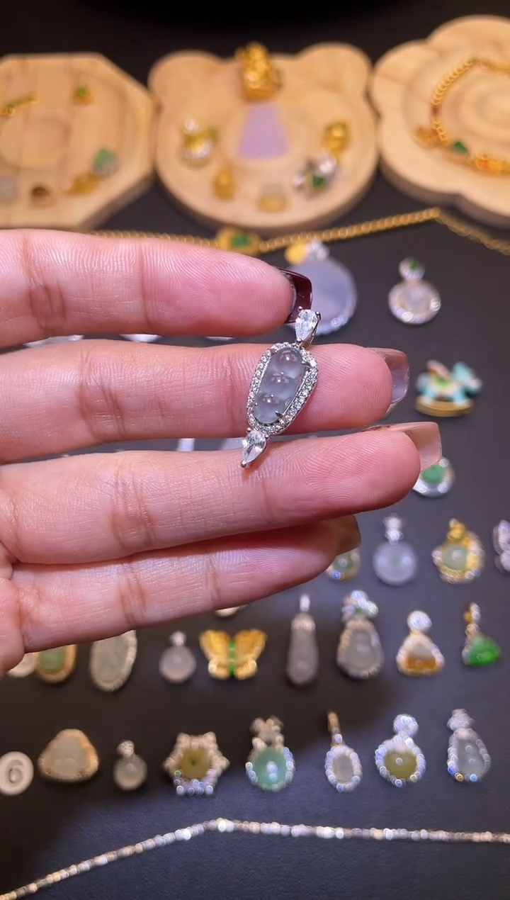 吊坠(不含链)银S925镶嵌翡翠1