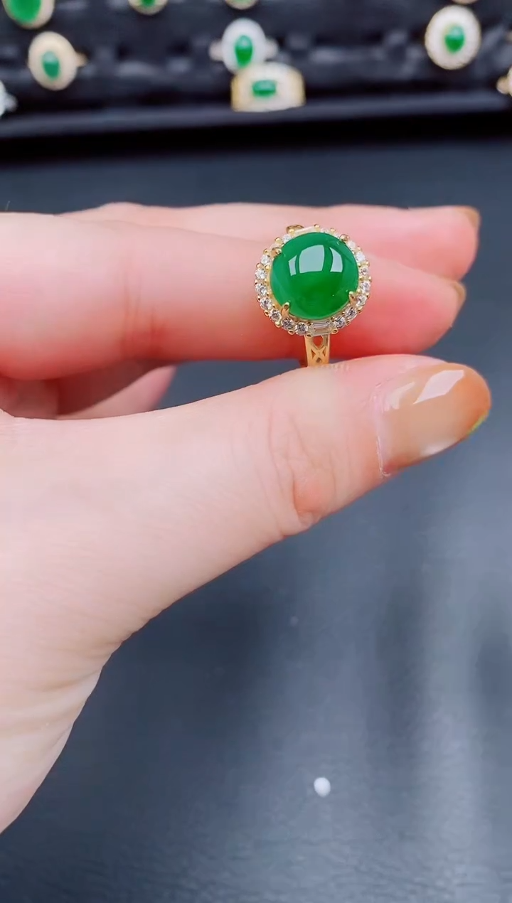 【闪购商品】翡翠戒指银S925镶嵌天然a货翡翠113