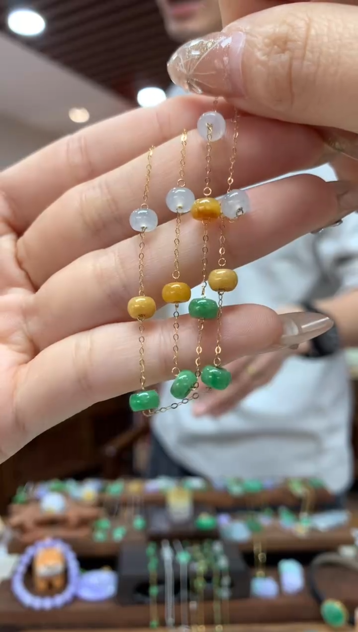 【闪购商品】翡翠手链18K金镶嵌手链多样性发货1件