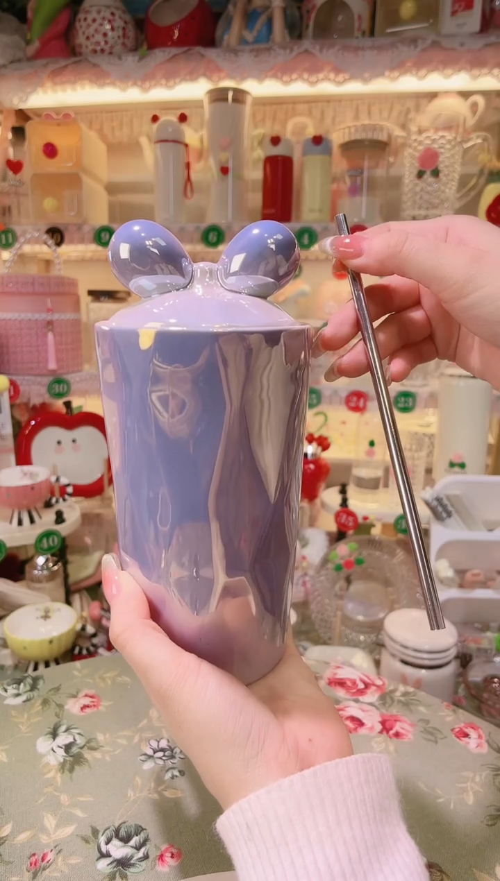 【闪购商品】摆件珠光米奇吸管杯紫色品质好，发货快，放心拍