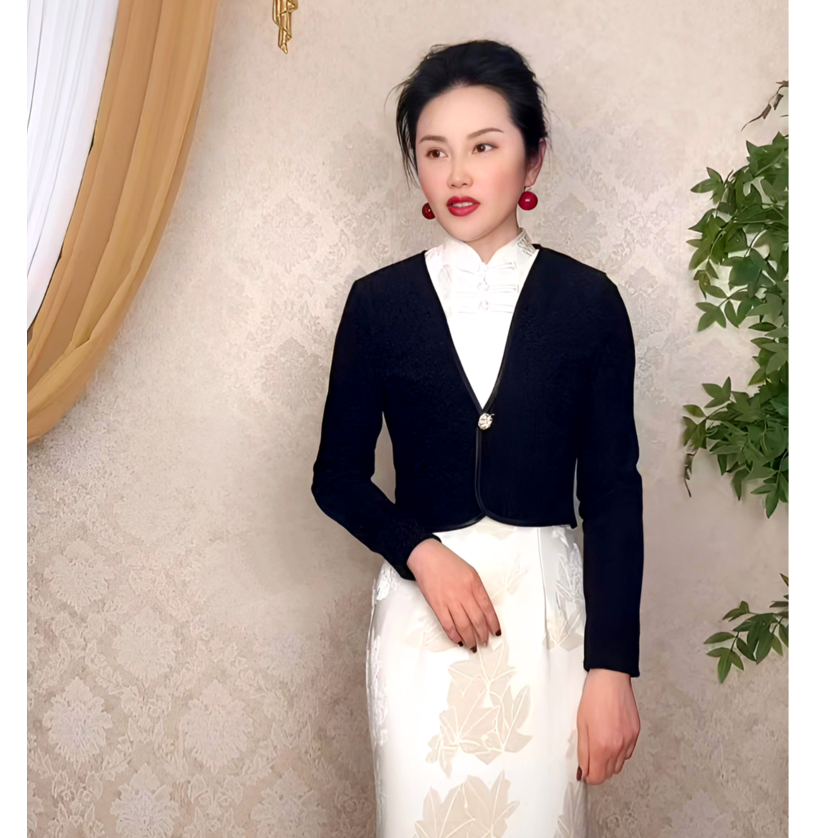 缘织裳旗袍原创自制金丝锦纶银线高弹面料百搭时尚短款小外套