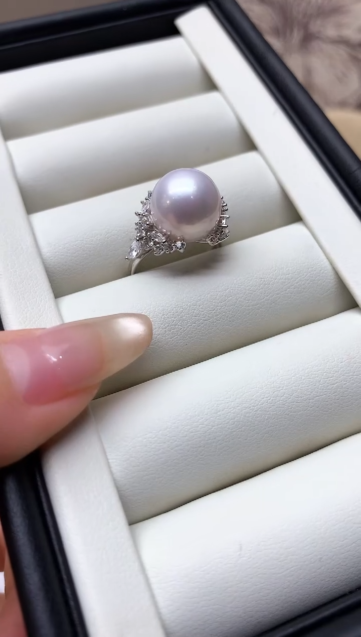 戒指银S925镶嵌淡水珍珠S925银淡水珍珠戒指