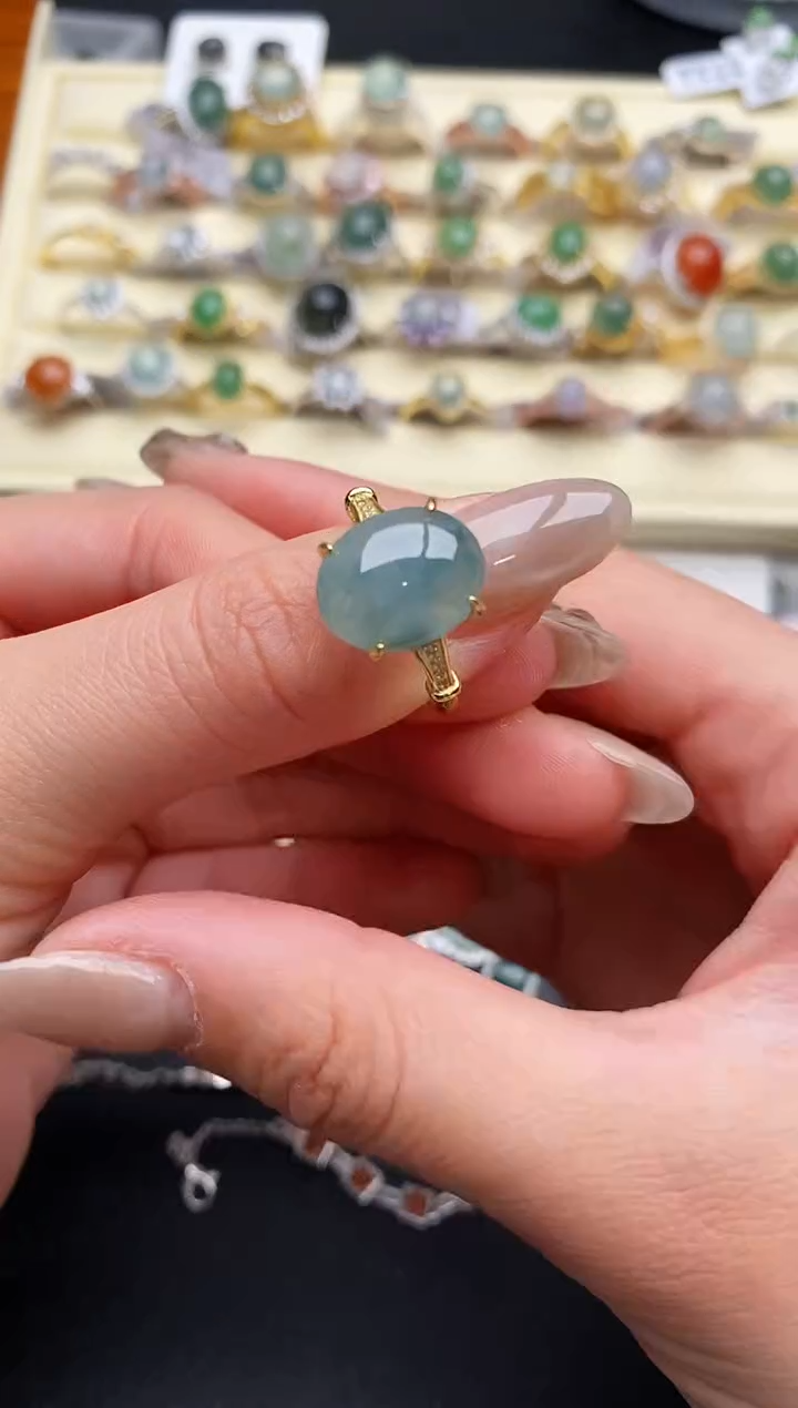 【闪购商品】翡翠戒指银S925镶嵌44444444+2