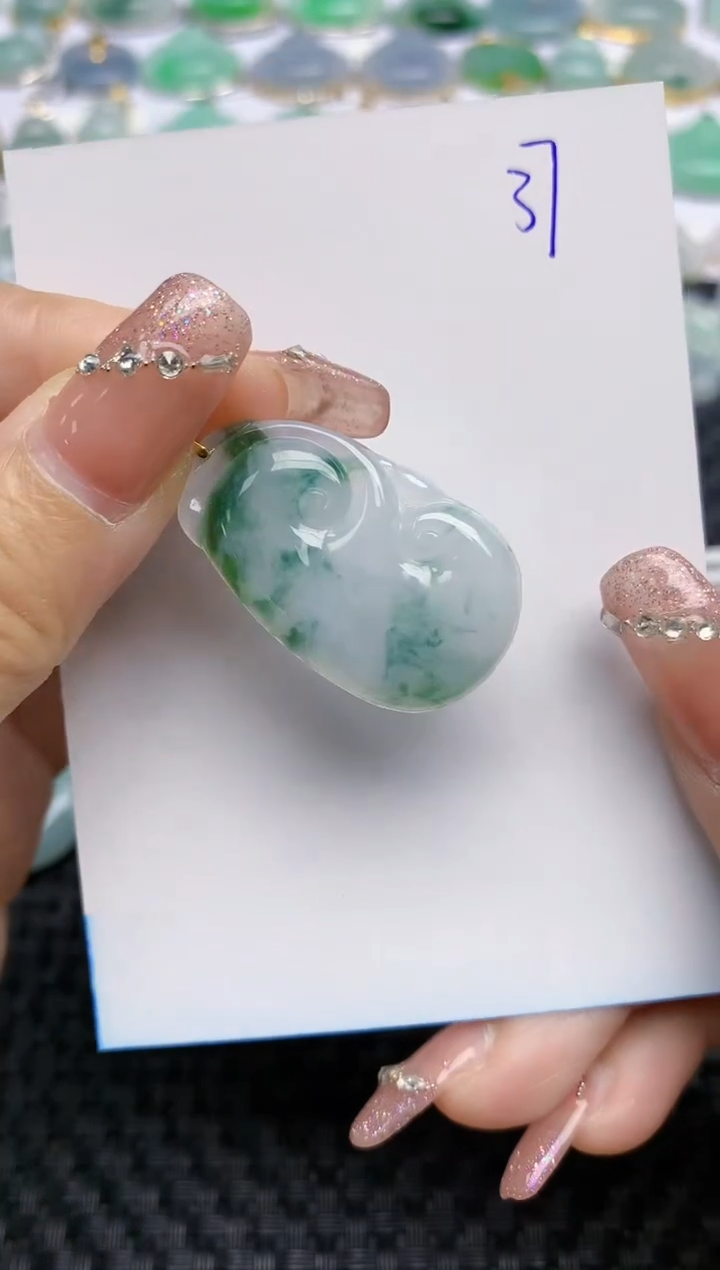 【闪购商品】翡翠颈饰18K金镶嵌天然A货翡翠 37
