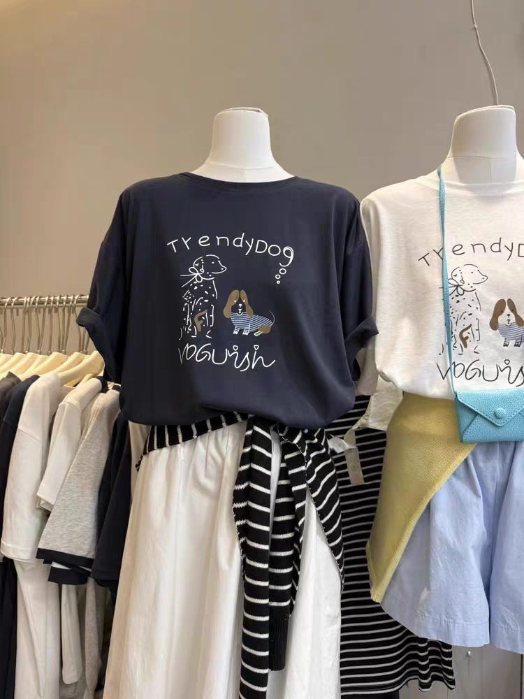 （W400-W499）圆领时尚韩版百褶拼接秋季极简风百搭宽松大T恤