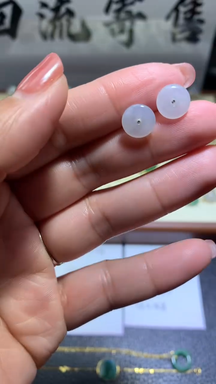 【闪购商品】翡翠耳饰银S925镶嵌027天然翡翠缅甸A货