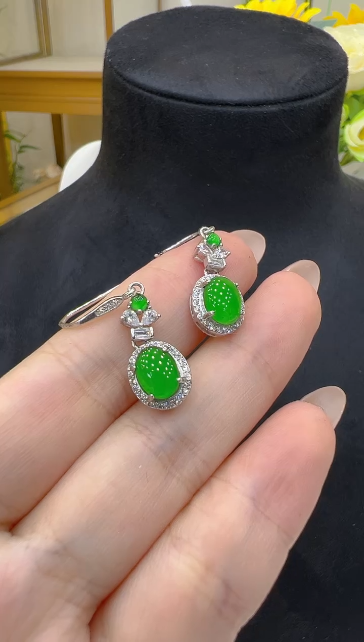 银S925镶嵌翡翠耳饰多样性团购发一件