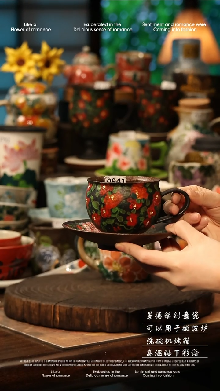 陶瓷景德镇高温釉下彩手工手绘款式