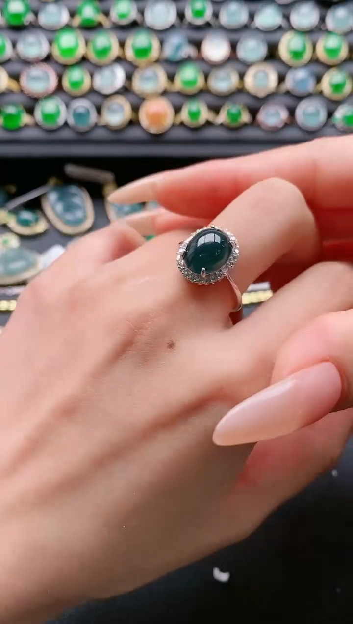 【闪购商品】翡翠戒指银S925镶嵌111111