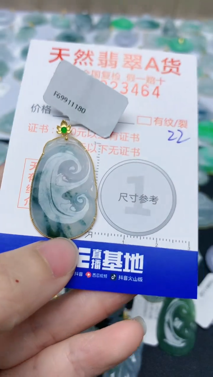 【闪购商品】翡翠颈饰18K金镶嵌天然翡翠A货    22