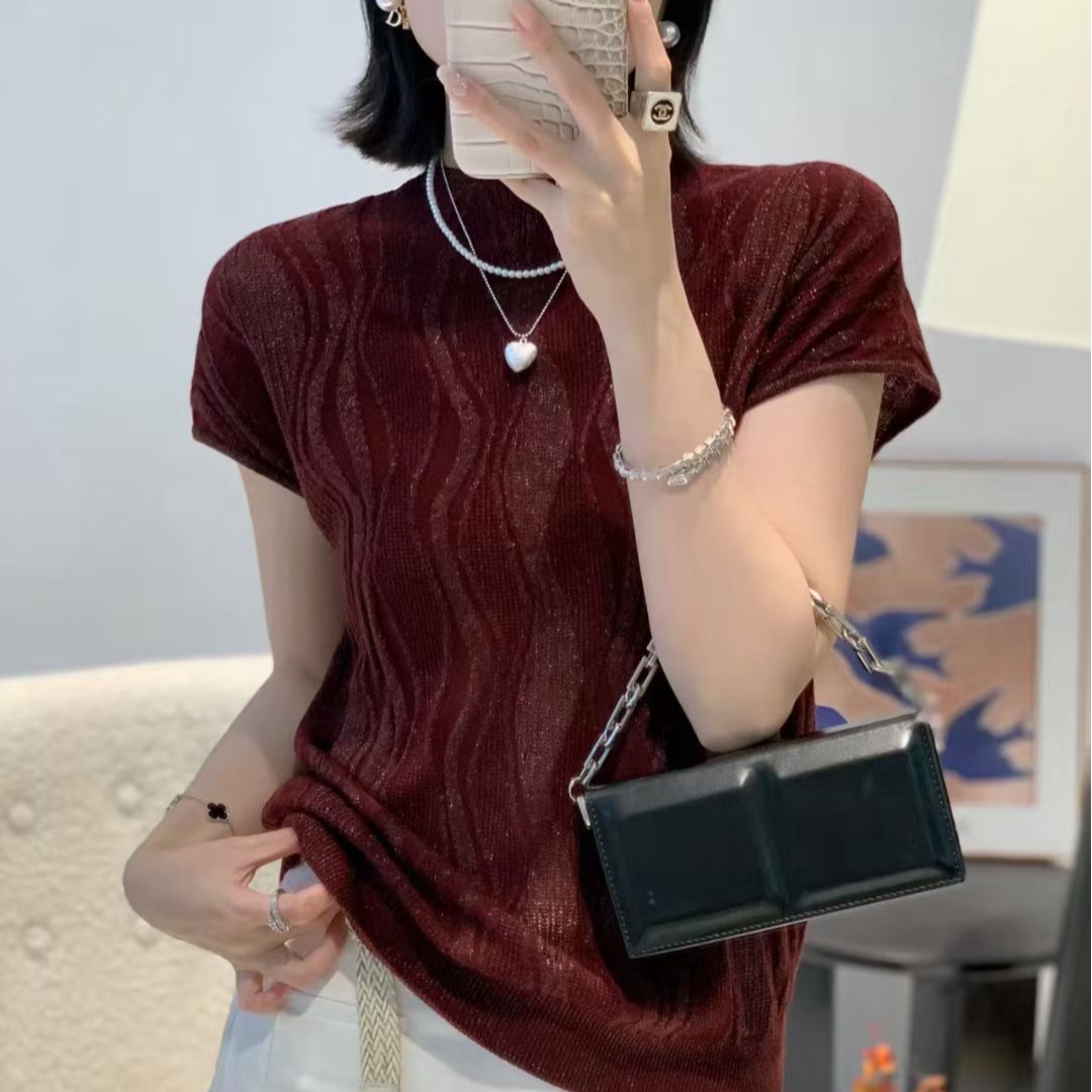 欧洲站秋季新款时尚洋气百搭重工立领针织衫上衣内搭女装ON369