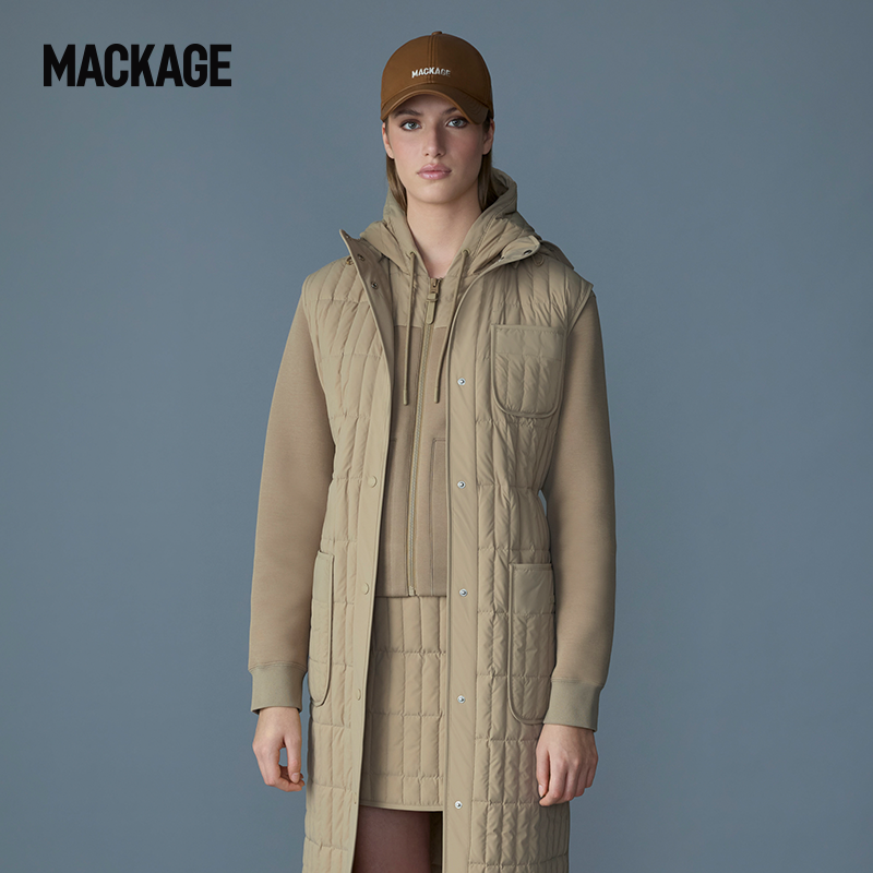 MACKAGE女士 MAKANA 长款羽绒收腰可拆卸连帽背心夹克 春夏新品