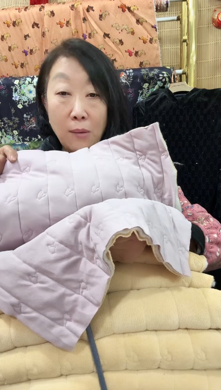 （带残）女士大码加厚款含羊毛蚕丝女棉裤裁片两条紫色