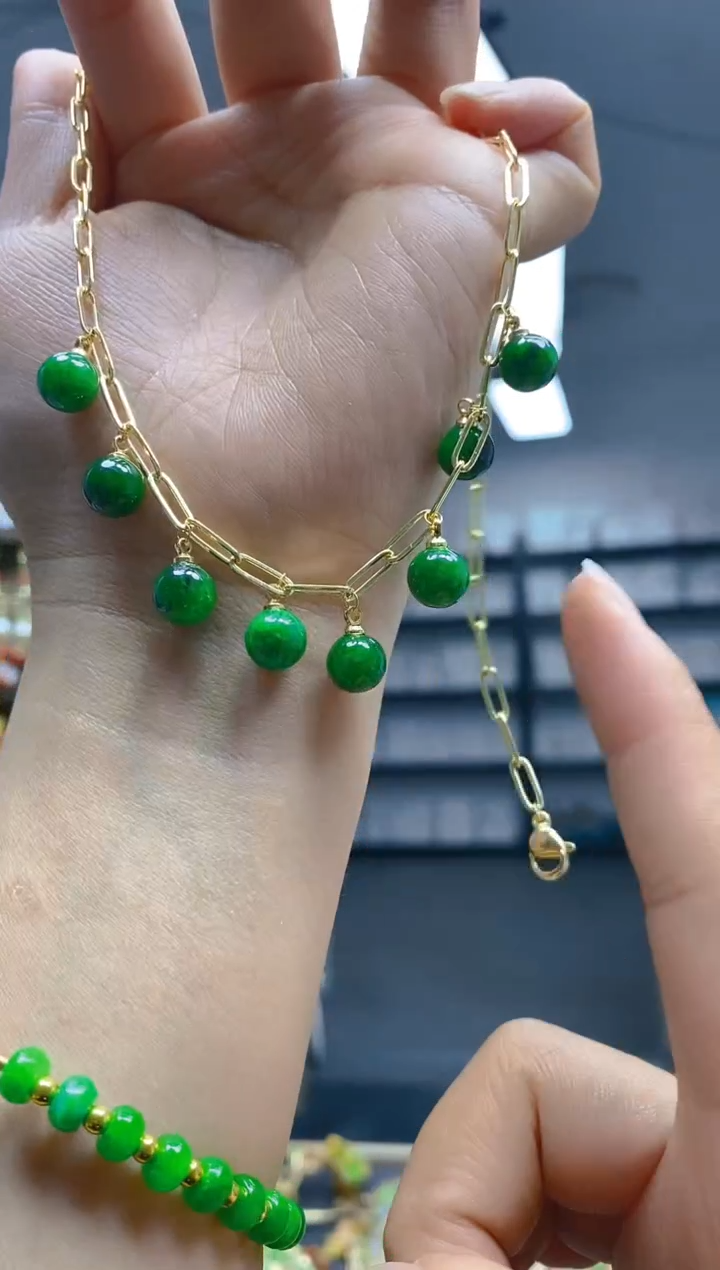 【闪购商品】翡翠耳饰合金0396翡翠锁骨链