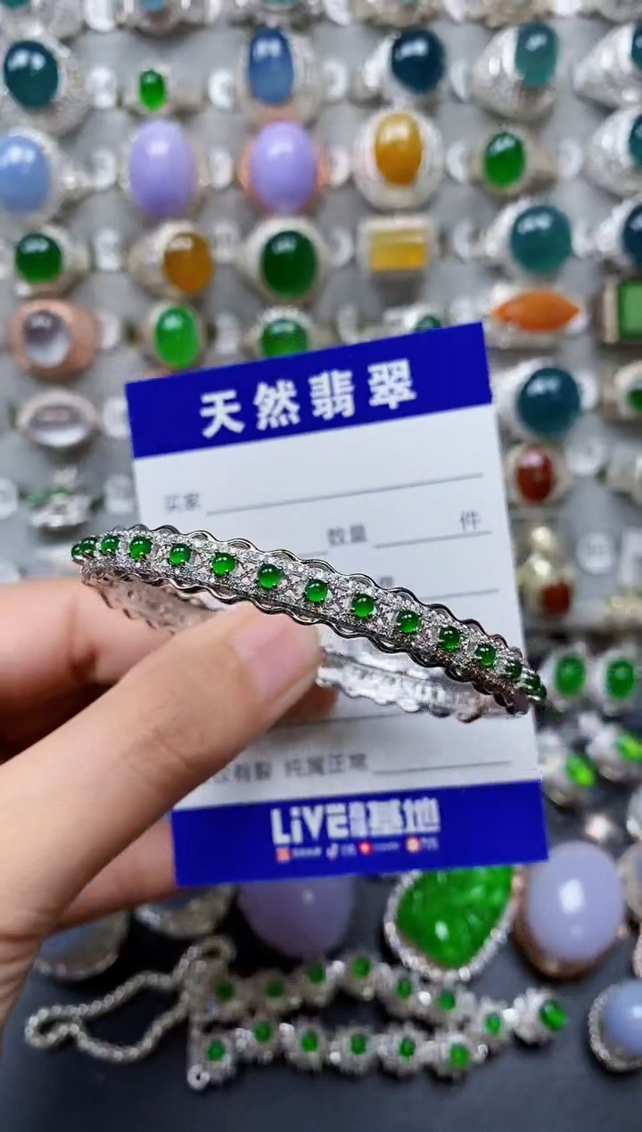 【闪购商品】翡翠手镯银S925镶嵌0184