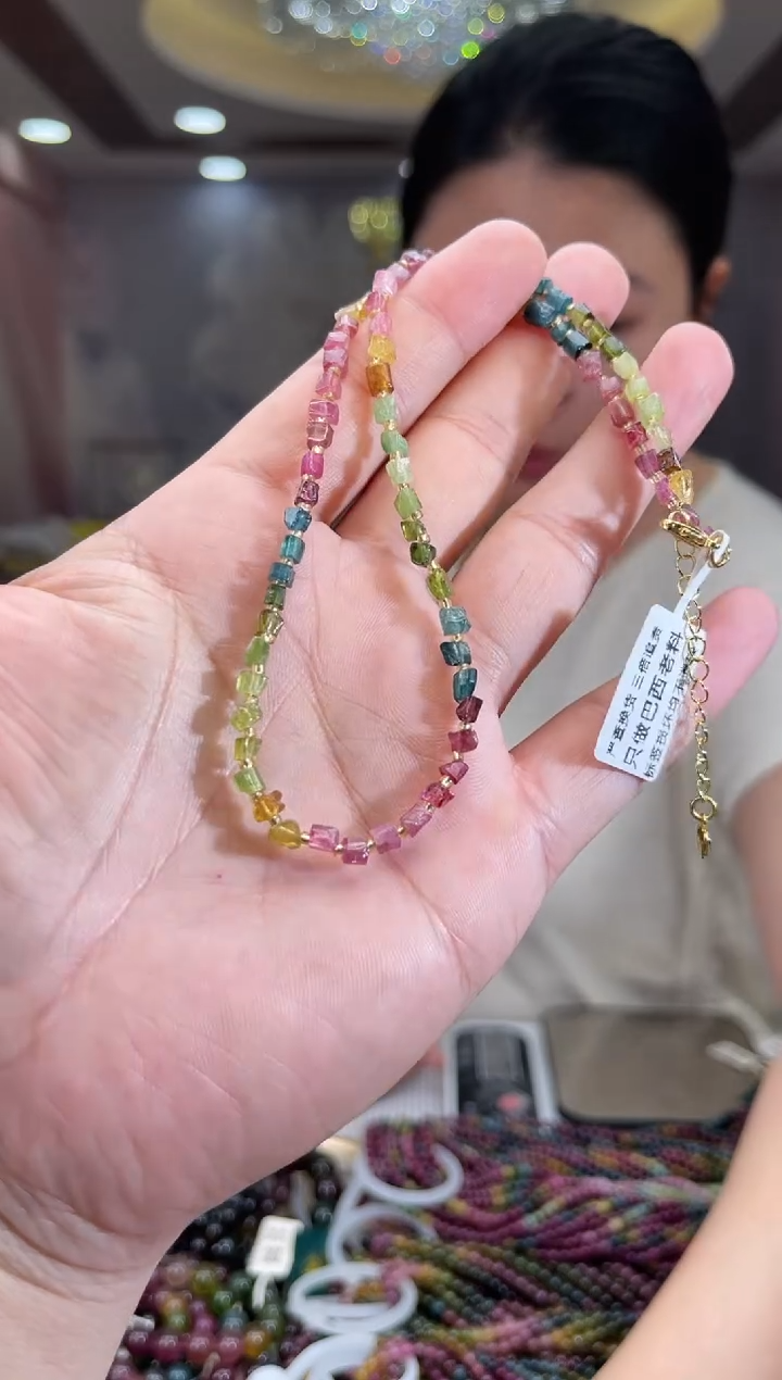 /未镶嵌碧玺碧玺方糖项链多样性发货