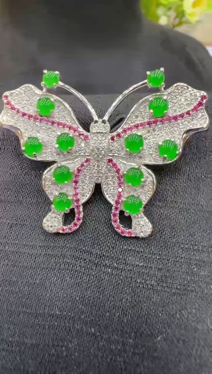 翡翠银S925镶嵌胸饰多样性团购发一件