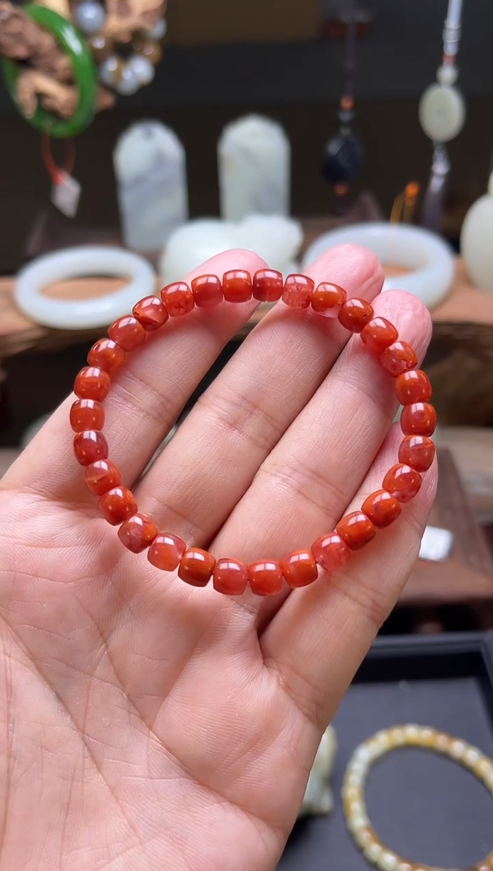 【闪购商品】南红玛瑙手串合金卡6南红原矿极限弧