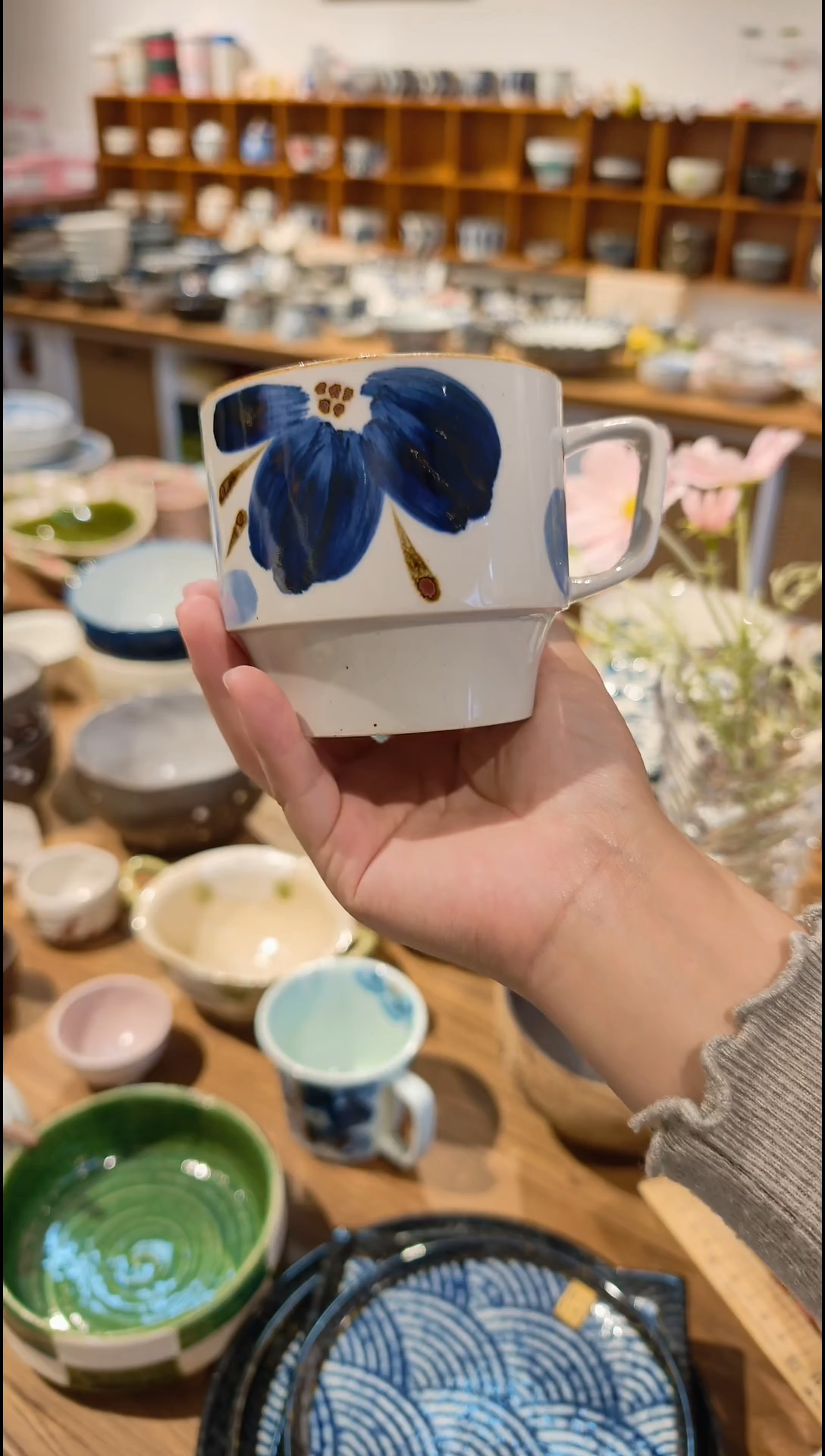 瓷片蓝花马克杯孤品