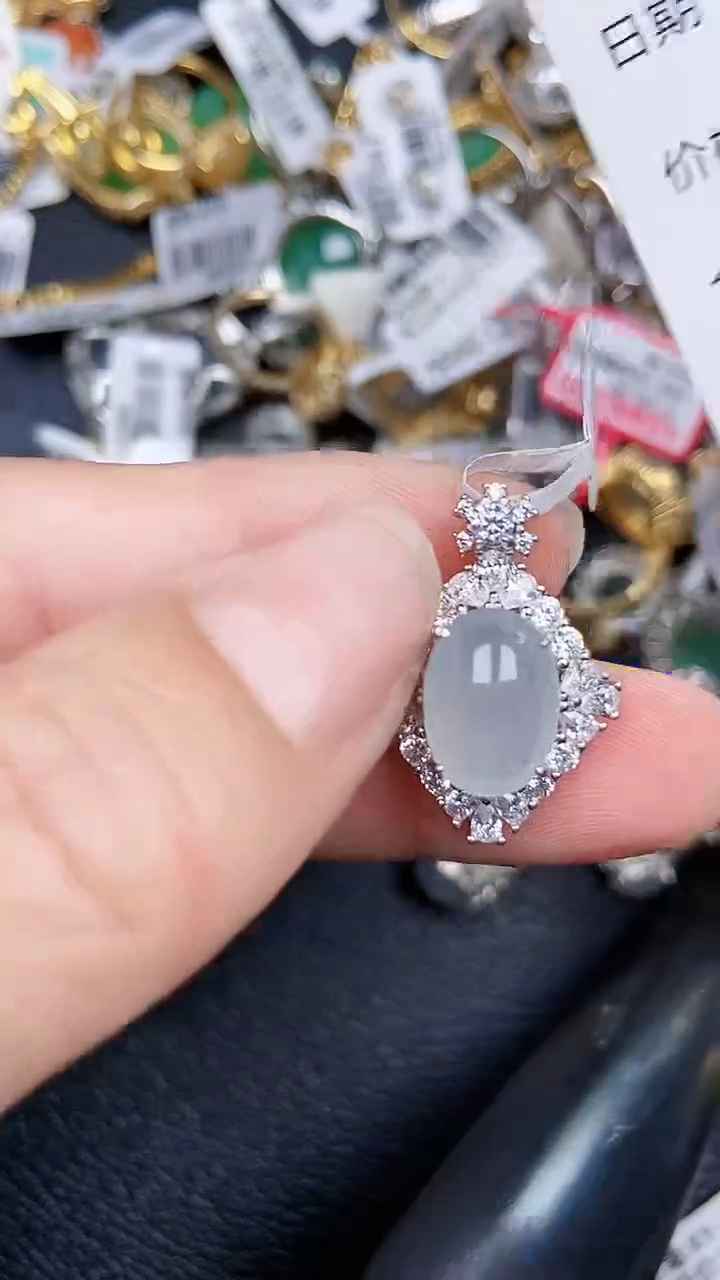 颈饰银S925镶嵌翡翠0041