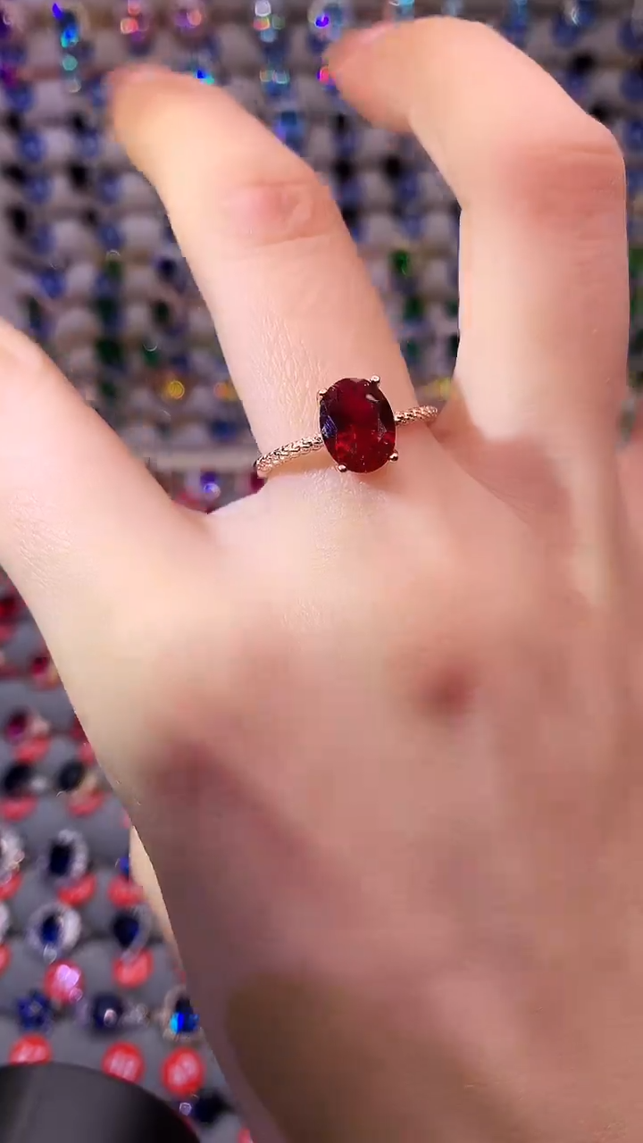 【闪购商品】红宝石戒指银S925镶嵌1111
