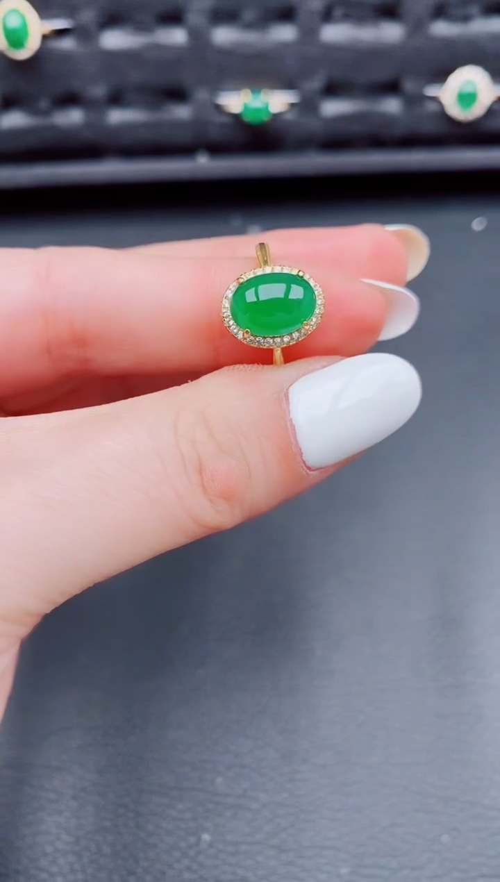 【闪购商品】翡翠戒指银S925镶嵌天然a货翡翠391