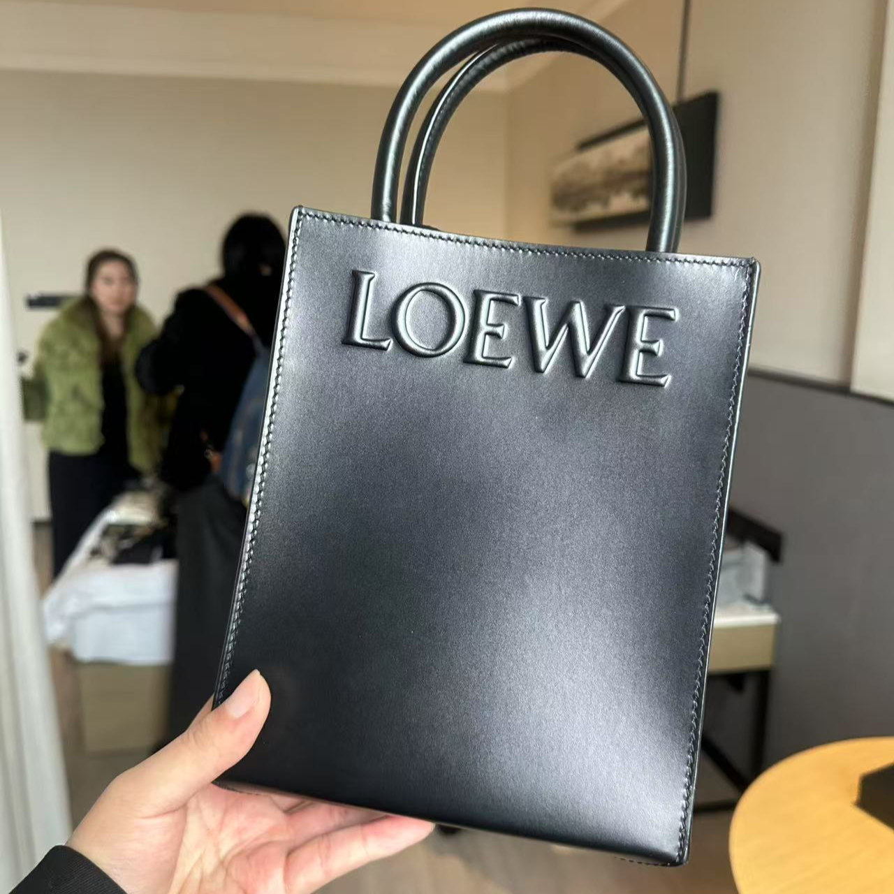 95新 LOEWE/罗意威 黑色琴谱托特包mini单肩包