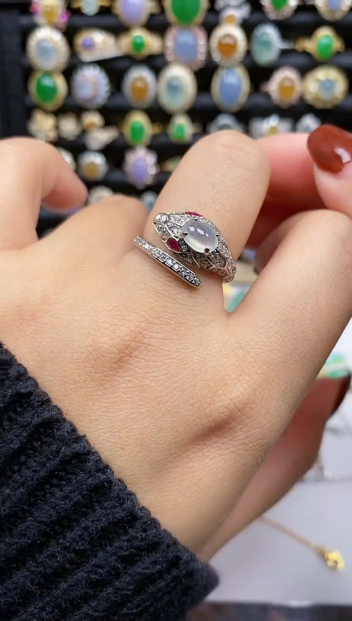 银S925镶嵌戒指翡翠404