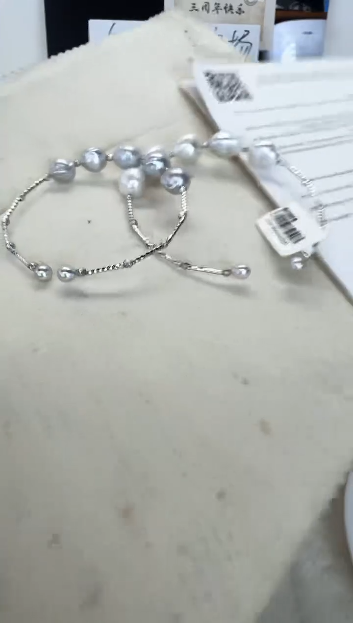 海水珍珠银S925镶嵌手镯巴洛克多样性发其一