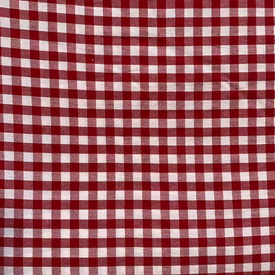 色织水洗棉面料   12  红色小格