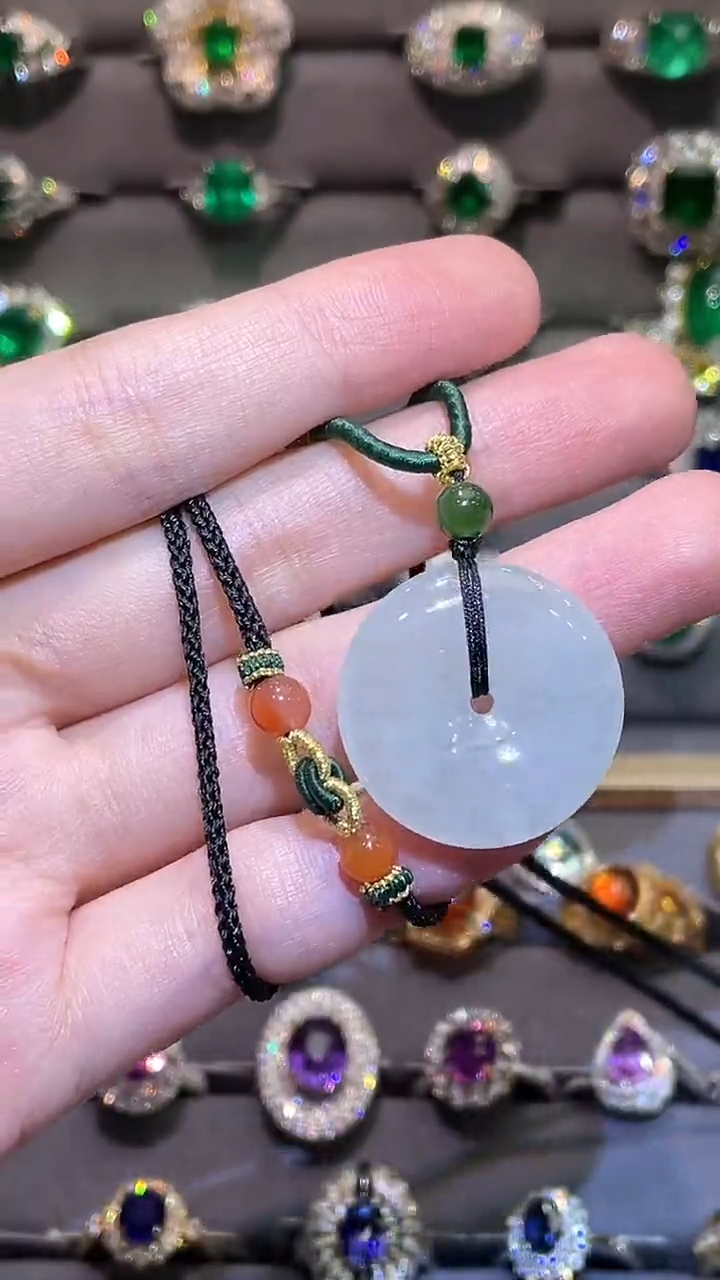 翡翠未镶嵌项链平安扣22.3mm