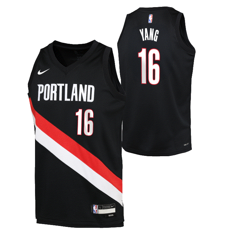 Nike NBA 杨汉森波特兰开拓者队摇摆人V领弹性无袖篮球背心儿童款