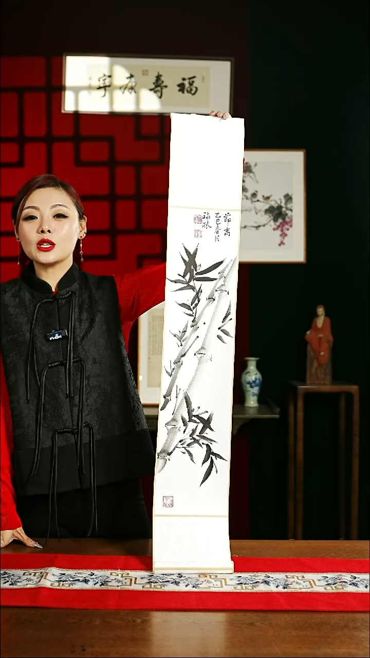 【闪购商品】国画绘画卷轴17*110节节高李老师