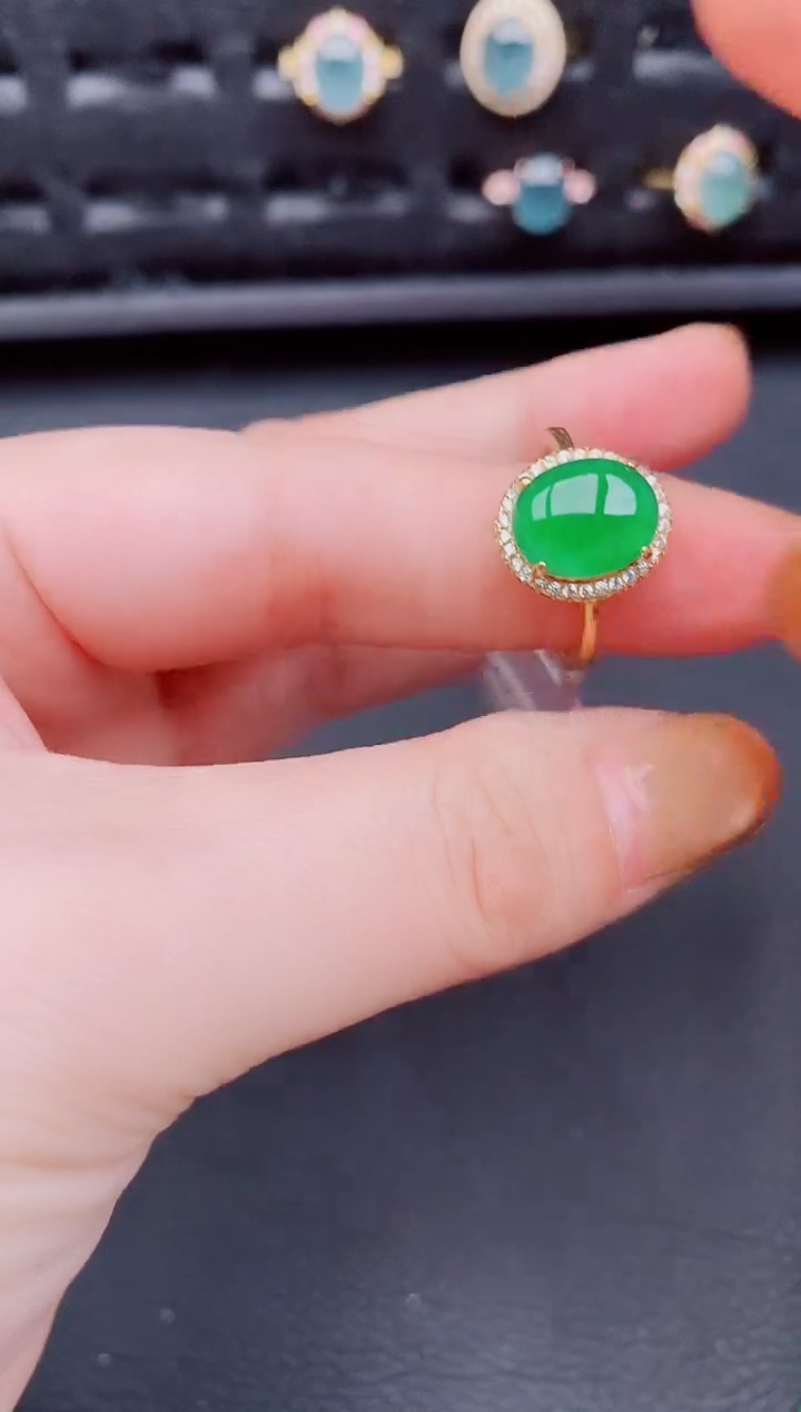 【闪购商品】翡翠戒指银S925镶嵌天然a货翡翠793