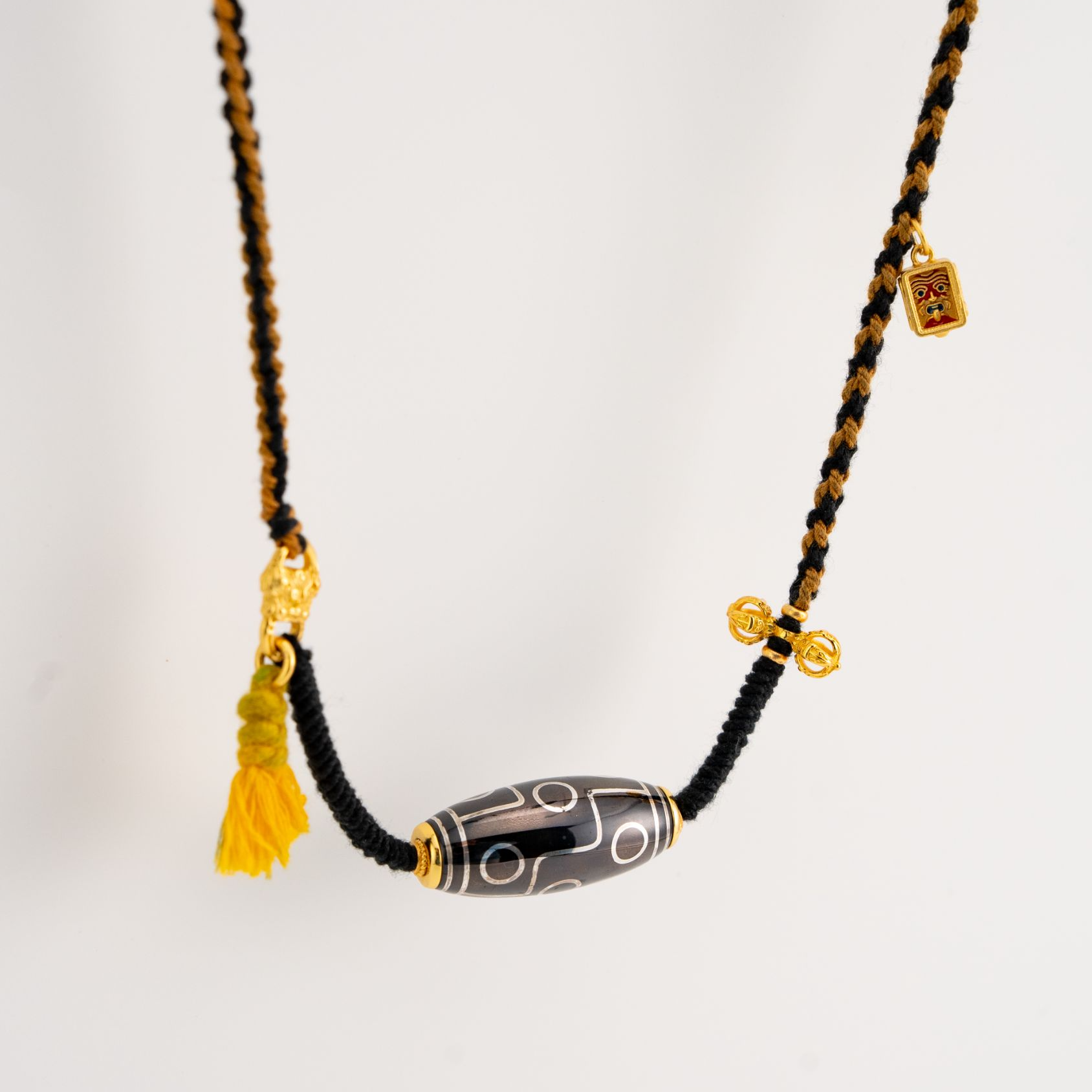 乌铜走银藏式九眼天珠项链 吊坠（大号） 非遗手工艺  