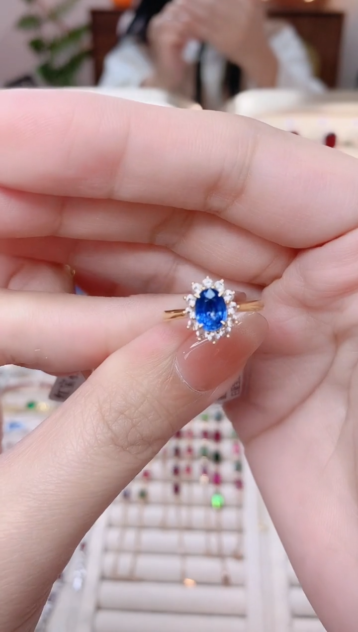 【闪购商品】蓝宝石18K金戒指18K金镶嵌18K金戒指