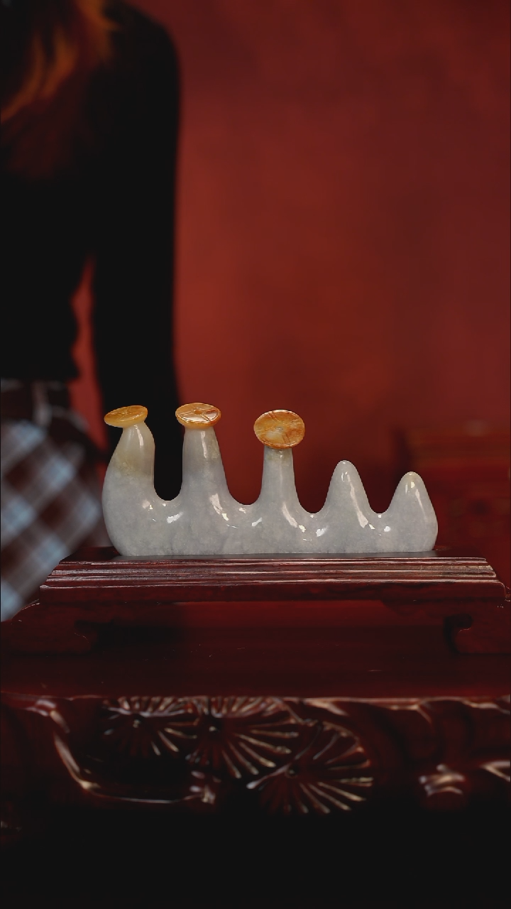 未镶嵌摆件翡翠山水毛笔架