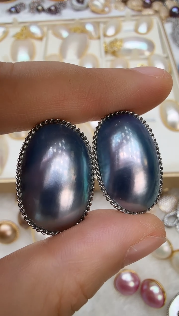 非金属925银无蓝色有边马贝