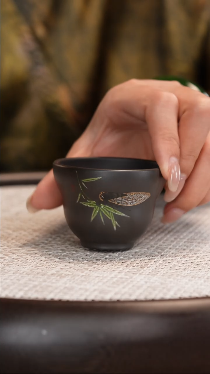紫砂杯子石黄葫芦知足常乐主人杯